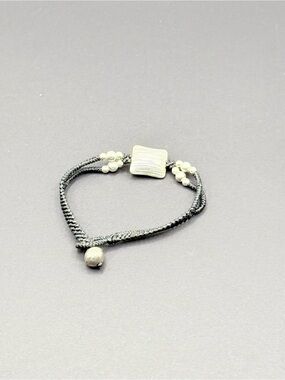 Sterling Silver Accent Black Cord Bracelet